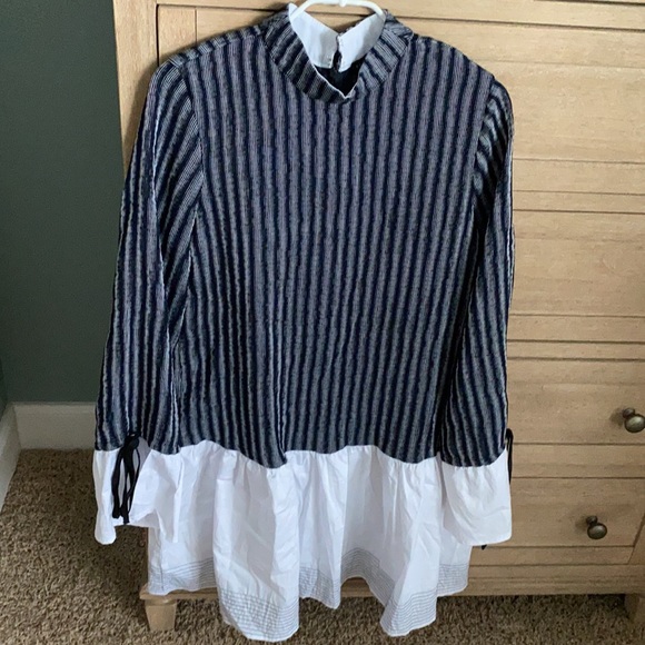 English Factory Navy and White Shift Dress - Picture 1 of 7